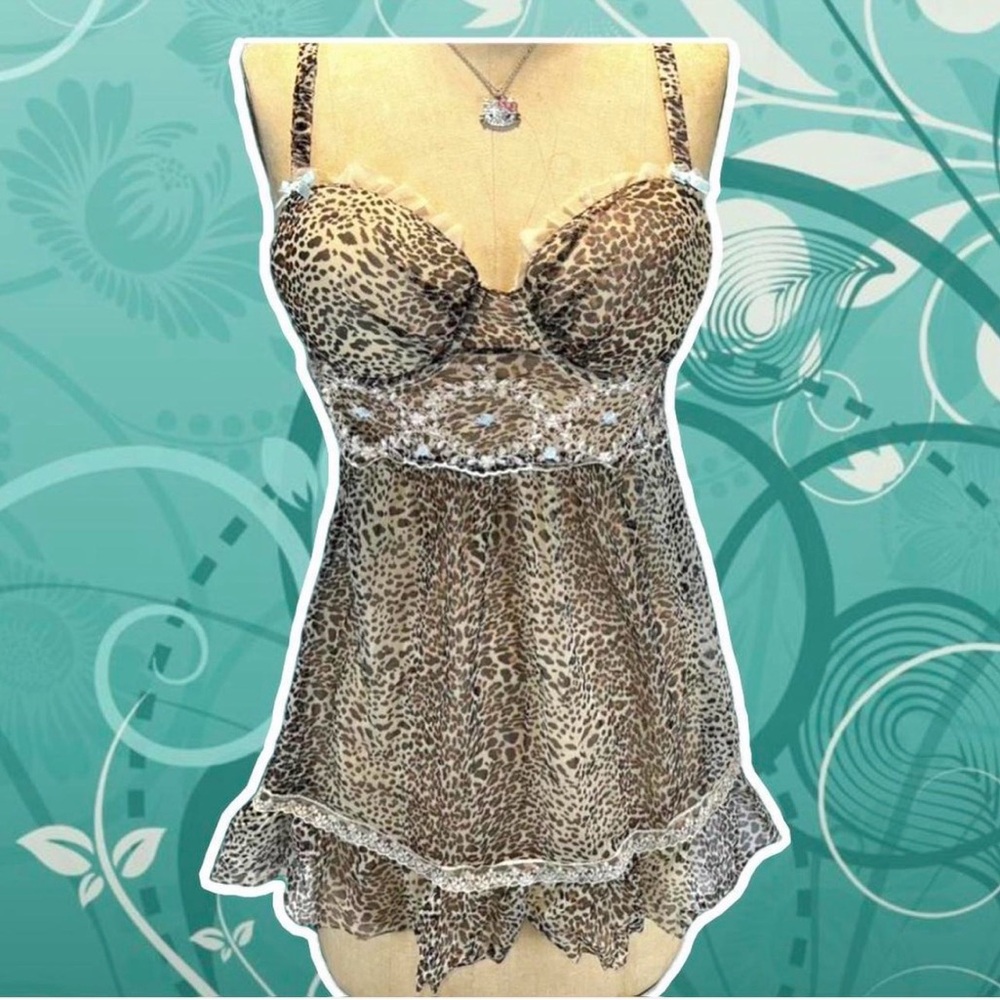 Ambrielle Leopard Print baby doll dress